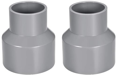 TOP-VIGOR PVC-DWV-Reduzierkupplung, 50 mm x 75 mm, Rohrverschraubung, Adapter, Rohrverschraubung, Rohrverschraubung für Wasserversorgung, Grau, 2 Stück