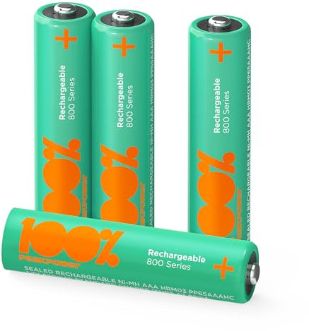 PeakPower Solar Akku AAA | 4 Stück AAA Akku für Solarlampen NiMH 1,2 Volt (1,2V) | wiederaufladbare Batterien AAA für Solarleuchten, 650mAh