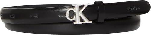 Calvin Klein Damen Gürtel LV04F7055G mit Schnalle, 15 mm, Schwarz (Schwarz/Altsilber), 85