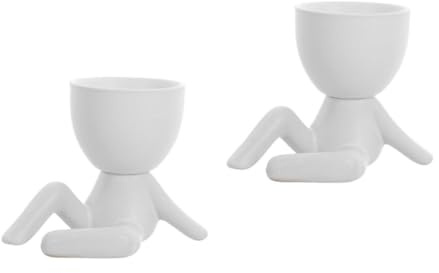 Toyvian 2 Macetas De Cerámica para Plantas De Exterior Artificiales Pequeñas para Interior Creativas Suculentas para Jardín Bonitas Vintage Altas De Cerámica Blanca