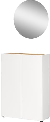 Germania 2-TLG. Garderoben-Set 9050-513 GW-Alviano, in Weiß/Navarra-Eiche-Nb., mit grifflosem Design, 74 x 200 x 33 cm (BxHxT)