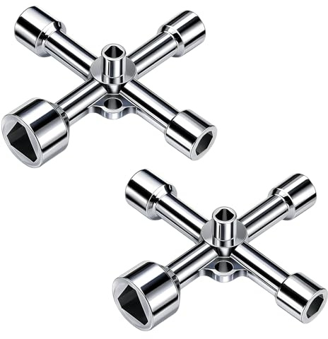 Hawpasy 2 PCS Clés Triangulaires Multifonctions 4 Voies, 5 Tailles 5/8/9/10/13mm, Clé Triangle Compteur EDF Poubelle Électrique Gaz Eau, Clé Pompier Triangle Universelle en Alliage de Zinc