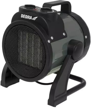 DEDRA Elektrischer Heizlüfter PTC 3,0 kW, rund, schwarz DED9931C2 mit Keramik-Heizelement, für gut isolierte Räume, Thermostat, Überhitzungsschutz, drei Betriebsarten, einstellbarer, bis zu 30m2