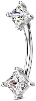 Agrewd Rook Piercing Schmuck Augenbrauen Stab Gold Silber Gebogener Barbell Klar CZ Labret Lippenpiercing 316L Chirurgenstahl Tragus Daith Knorpel Ohrringe Piercing Schmuck für Frauen 6 8 mm
