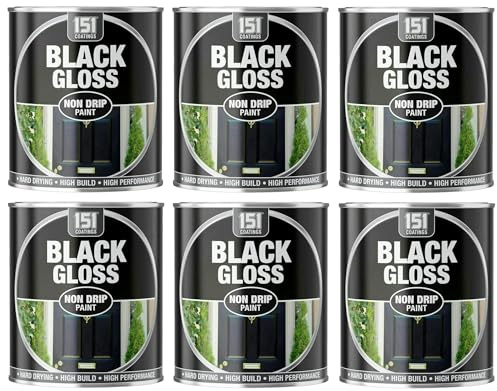 VARNOX, Black Gloss Non-Drip Paint 300ml – Hard-Drying, High-Performance Gloss with Durable Hard-Build Formula – Ideal for Wood, Metal & Concrete – Interior & Exterior Use (6PCS)