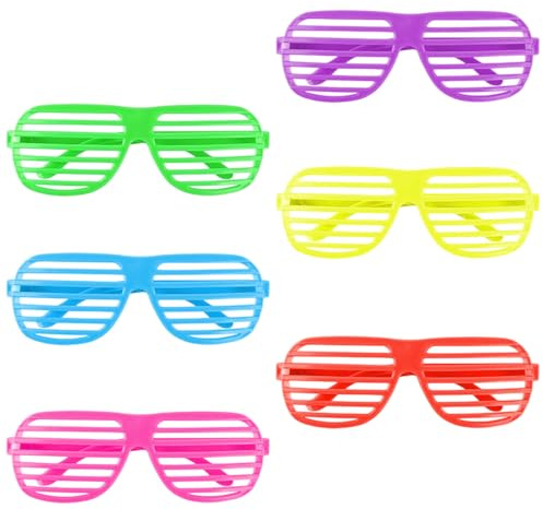 NASMBXA Shutter Shades Brille, 6 Stück Neon Farbe Shutter Brille, Neon Farbe Partybrillen, Ausgeschnittene Shutters Sonnenbrillen für Party Karneval Halloween Weihnachten