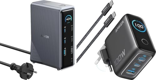 Anker Prime Docking Station (14 in 1, 160W, 10Gbps) & Anker Nano Caricatore (USB C 100W, GaN, 3 Porte)