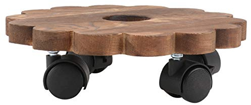 BESTOMZ Support Mobile pour Pot de Fleurs roulettes, Plateau Roulant en Bois Naturel pour Salon et Balcon, Diamètre 20 CM, Design Robuste, Déplacement Facile, Support Polyvalent