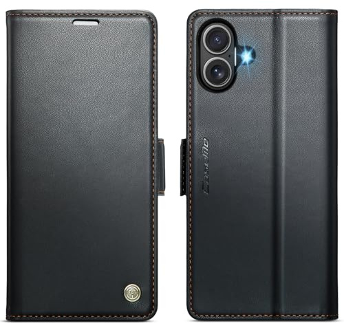 KZB Wallet Case for iPhone 17, Magnetic Flip, RFID Blocking, Black | 3 Card Holders, Kickstand, Shockproof, Premium PU Leather, Magnetic Closure, Phone Cover for iPhone 17 (6.3'')