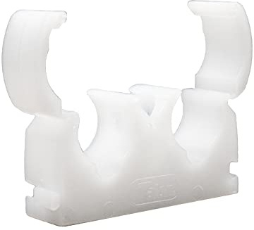 Talon - 15mm Double Hinged Pipe Clips - Pack of 50 - Natural - Single Central Screw Fixing - Temperatures Up to 85°C (185°F) - for Use On Plumbing, Gas and Air Conditioning Pipe - UV Stabilized