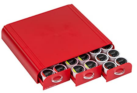 Lot de 3 tiroirs à café « Anchor » pour Keurig Vue Packs, Keurig K-Cups, gélules Nespresso, capsules de CBTL/Verismo ou dosettes Tassimo Pour K-Cup, CBTL, Verismo, Dolce Gusto None Red