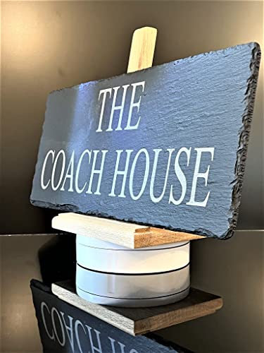 Large Custom Slate House Sign 40cm x 20cm Personalised Door Number Plaques for plate outside on your home wall, 5 bar gate or use as a hanging sign.