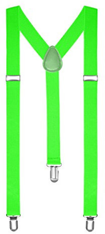 Autiga Hosenträger Herren Damen Hosen Träger Y Form Style Clips Schmal Neon Bunt Farbig, Neongrün, unisize