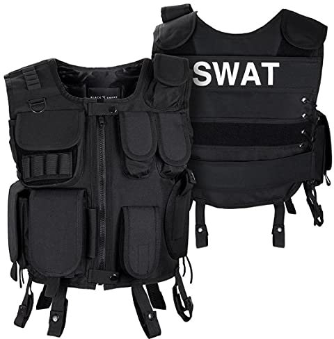 Black Snake® SWAT Einsatzweste Taktische Weste schwarz Paintball Softair Gotscha Brustschutz - M/L - SWAT