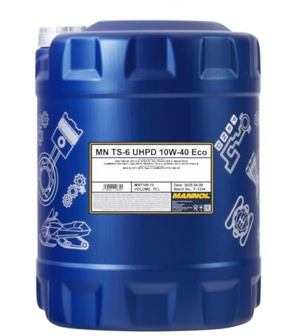 MANNOL 7106 TS-6 UHPD 10W-40 LKW-Motoröl synthetisch, Diesel, 10L | Synthetisches Mehrbereichsöl mit Ester, API CI-4, ACEA E7/E4, Freigaben MAN, Mercedes-Benz, MTU, Kaltstart bis -30 °C