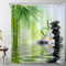 LB Grün Duschvorhang 180x200 Schwarz Steine Weiß Blumen Japanisch Zen Spa Bambus Pflanzen Duschvorhang Anti Schimmel Stoff Waschbar Lang Duschvorhang für Badewanne mit Haken