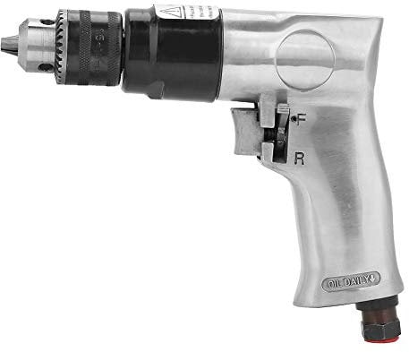 3/8-Inch High Speed Pneumatic Drill Reversible Rotation Air Drill Tool Reversible Right Angle Air Drill for Drilling Idle Speed ​​1700rpm with Socket Wrench