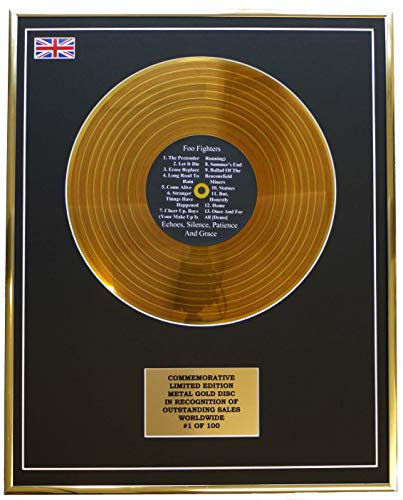 FOO FIGHTERS – Echos, Silence, Patience und Grace Metall Gold Schallplatten-Display Erinnerungsstück Ltd Edition