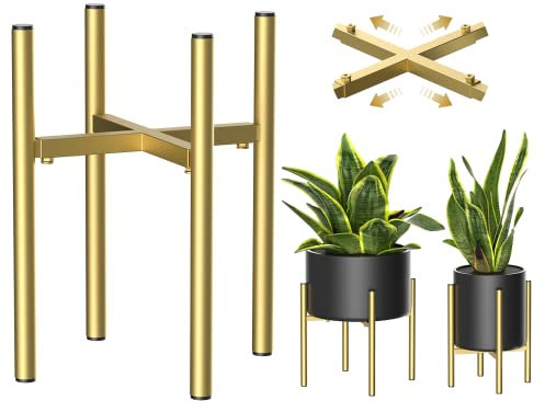 H HOMEXIN Plant Stand Indoor Metal Adjustable Plant Holders for 21-30CM Plant Pot (not Included) Color Optional Easy Assembly Plant Rack, Mid Century Stable Stylish Display (1 Pack)