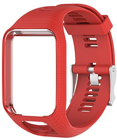 rongweiwang Silikon-Uhrenarmband-Handgelenk-Band-Bügel-Ersatz für Tomtom 2 Schnalle für 3 Runner 2 3 Funken 3, Rot