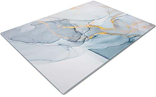 White Gold Effect Glass Chopping Boards - Non Slip, Small, Worktop Savers for Kitchen