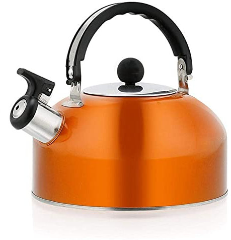 FZYE 3L Edelstahl Pfeifkessel Herd Kochfeld Home Camping Reise Teekanne Pfeife Teekessel Wasserflasche-Orange
