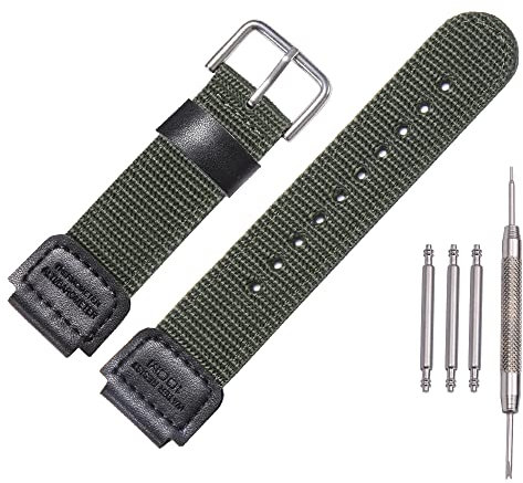 MCXGL 18mm Nylonarmband Kompatibel mit Casio AE1200WH AE-1000 SGW-300H/400 W-735 PRG270 Lederarmband