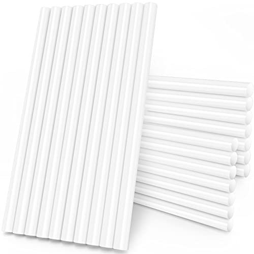 White Hot Glue Sticks Full Size, Manarty 24 PCS 0.43 Dia x 8 Long Fbric Glue Sticks for Craft, Adhesive Hot Melt Gluing Sticks for Crafting, Woodworking, Decoration, Bonding Repair, Wax Sealing