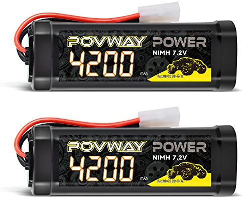 POVWAY 4200 NiMH Akku 4200mAh 7.2V RC Akku mit Tami ya Stecker für RC Autos RC Geländefahrzeuge RC Flugzeuge und Ihre verschiedenen RC Hobbys(2 Packs)