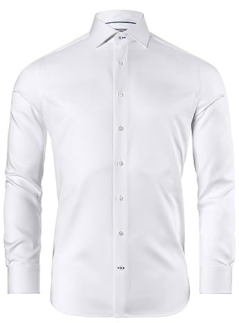 Vincenzo Boretti Chemise, Regular-fit/Taille Normale, sergé - Infroissable Blanc 43-44