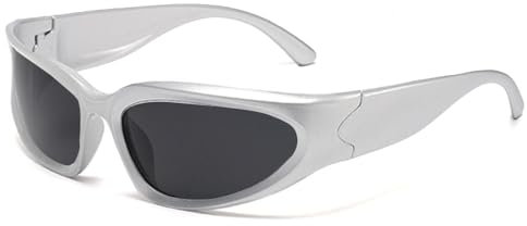 SHEEN KELLY Vintage Wrap Around Sonnenbrille für Herren Schwarz Polarisierte Sport-Sonnenbrille Silber Verspiegelte Outdoor-Reiterbrille