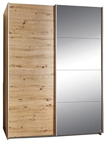Home4You Schwebetürenschrank - Artisan Eiche Dekor - 136 x 197 cm - mit Spiegel