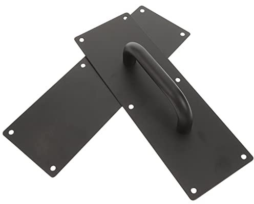 YARNOW Stainless Steel Push Pull Door Handle with Wide Base Plate for Commercial Sliding and Access Doors Durable Door Pull Handle Attachment for Wooden and Fire Doors