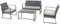 SVITA LOIS XL Poly Rattan Sitzgruppe Gartenmöbel Metall-Garnitur Balkonmöbel Tisch Sessel (Grau/Beige)