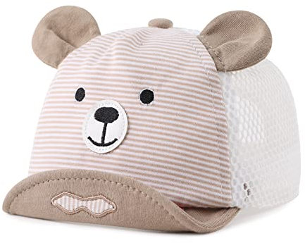 Pesaat Baby Baseball Cap 3-18Monate Baseballmütze Baby Jungen Schirmmütze UV Schutz Mädchen Sommermütze Baby Cap (3_Months, 18_Months, Khaki mit Mesh)