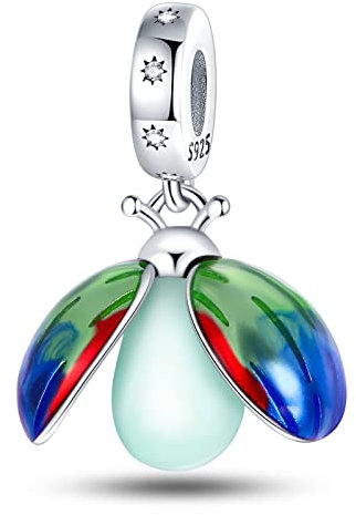LNQOBU 925 silber Glow in the Dark Glühwürmchen Charms Anhänger,Farbwechselndes Chamäleon Charms Bead Charms Geeignet für Damenarmbänder und Halsketten