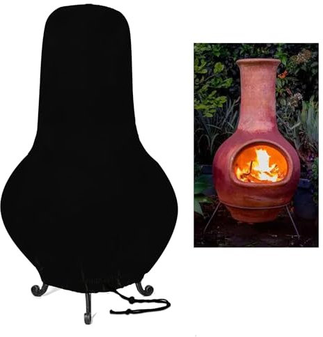 JK-GMTE Schützende Abdeckung für Feuerschalen-Heizung, wasserdichte Abdeckung für Terrassen-Kamin (schwarz)