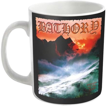 Bathory Kaffeetasse Twilight Of The Gods Band Logo Nue offiziell Weiß Boxed One Size