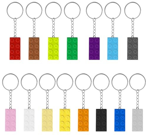 KJG Porte-clés en Brique 15 Pièces Brick Porte-Clés 2x4 Porte-clés de Construction Porte-Clés Blocs De Construction Porte-Clés Brique en Plastique Porte-Clés Brique Porte-Clés en Brick Keychain