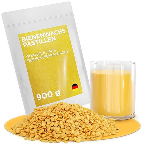 molinoRC 900g Bienenwachs Pastillen [100% Natur] - rein duftendes Bienenwachs für Kosmetik und Kerzen - Beeswax Wachspastillen - Bienenwachs für Lederpflege, Möbelpflege und Bienenwachstücher