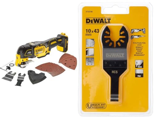 DEWALT DCS355N-XJ Oscillating Multi-Tool 18V Li-Ion Cordless Brushless Battery Powered, LARGE & DT20706-QZ DT20706-QZ-Hoja de Sierra para Madera blanda