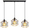 PETITES ECREVISSES 3 flammig Pendelleuchte Industrielle Vintag Hängeleuchte E27 Deckenleuchter mit Sechseck Design Lampe aus Eisen mit Hanfseil Pendellampe für Wohnzimmer Esstisch Küche