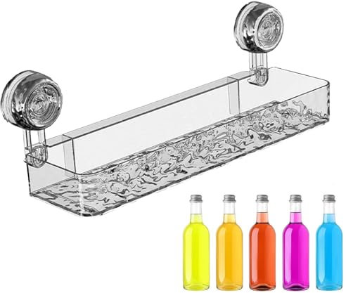 Genérico Estante de almacenamiento con ventosa,Estante de ducha con ventosa | Estante organizador rectangular | Estante de pared de baño sin perforación para encimera y