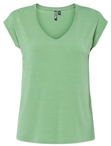Pieces Pcbillo Tee Lurex Stripes Noos Bc, Absinthe Green, Large