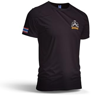 TAO MARTIAL T-Shirt Muay Thai Sport Quick Dry Leicht Atmungsaktiv, Schwarz , XL