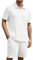 Anelune Trainingsanzug Herren Sommer Sportanzug Herren 2 Teiliges Kurzarm T-Shirts Kurze Hose Freizeitanzug für Jeden Tag Weiß S