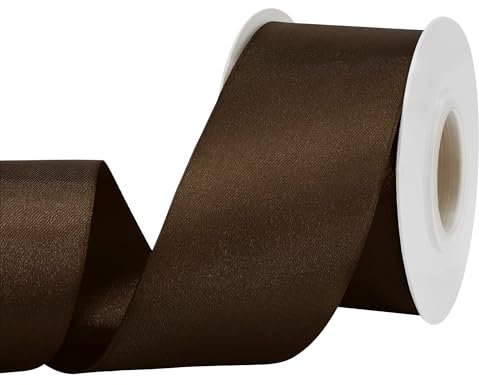 GTYBOVA Satinband 50mm X 23m Braun Schleifenband Dekoband Bänder zum Basteln Stoffbänder für Hochzeit Taufe Und Geburtstagsgeschenk