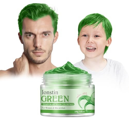 Couleur de cheveux temporaire lavable, couleur de cire de cheveux temporaire cire cheveux naturels baume pour les femmes et les hommes cosplay Halloween Noël (Vert intense, Vert intense)