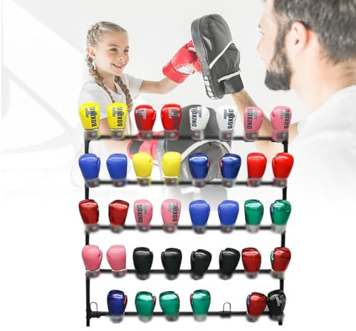 HCAUYNN Removable Boxing Gloves Bracelet - Boxing Glove Storage-Box Display For Gloves, With 4 Universal Wheels To Slide, Self-Assembly,Wall-mounted20sets