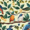 ICYEHAO Selbstklebende Tapete Vögel,44 x 300cm Blaue Vögel Tapete Beiger Hintergrund Peel and Stick Tapete Grüne Blattzweige Blumen Tapete für Wohnzimmer Schlafzimmer Wand Schränke Dekor